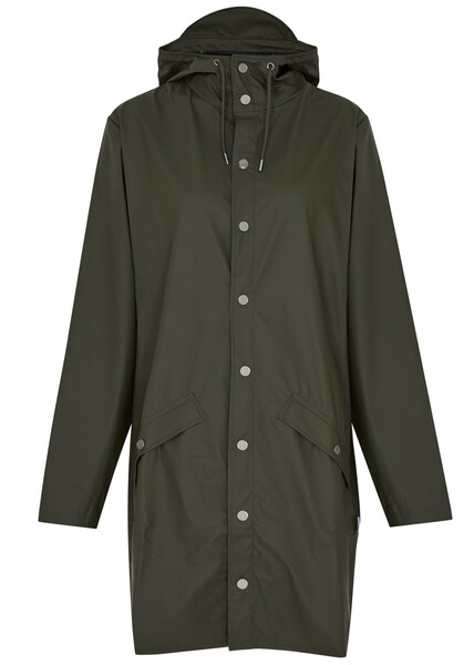  Rains Hooded Waterproof Jacket - Dark Green - Xs 