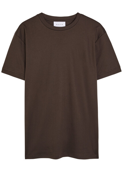  Raith Luxe Mercerised Cotton T-shirt - Dark Brown - M 