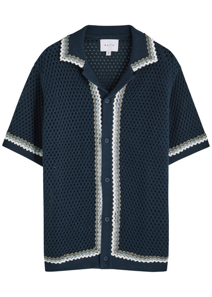  Raith Marconi Open-knit Polo Shirt - Navy - L 