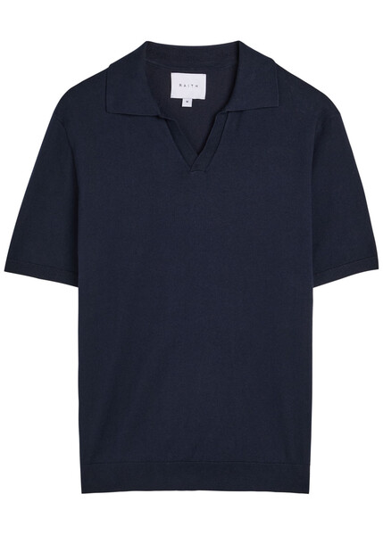 Raith Open-collar Cotton Polo Shirt - Navy - Xxl 