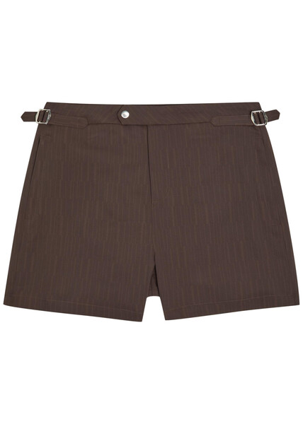  Raith Silas Striped Woven Swim Shorts - Brown - L 