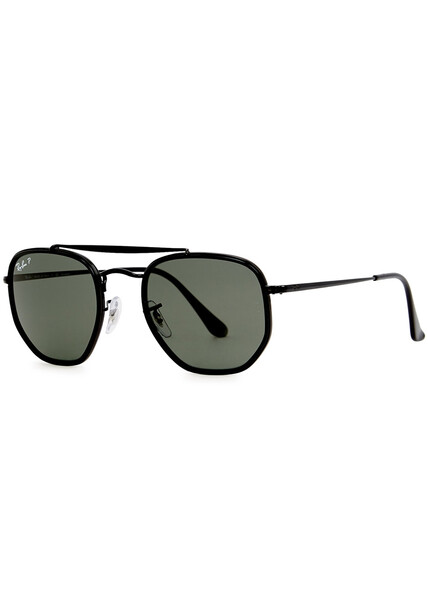  Ray-ban - The Marshal Ii Polarised Aviator Sunglasses, Sunglasses, Black, Metal, Dark Grey Lenses, High End Sunglasses, 100% Uv Protection 