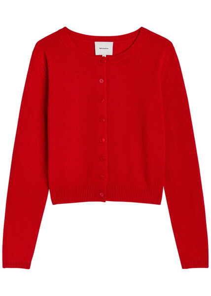  Reformation Clara Cashmere Cardigan - Red - L (uk14 / L) 