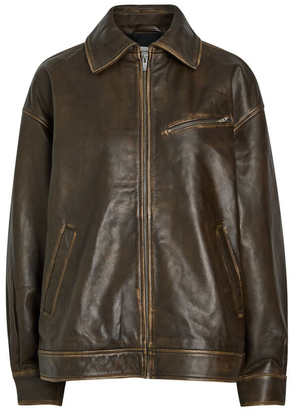  Reformation Veda Leather Jacket - Brown - M (uk12 / M) 