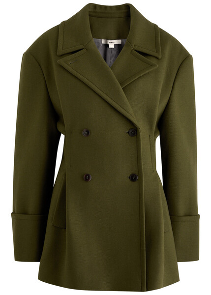  Remain By Birger Christensen Double-breasted Wool-blend Peacoat - Olive - 34 (uk6 / Xs) 