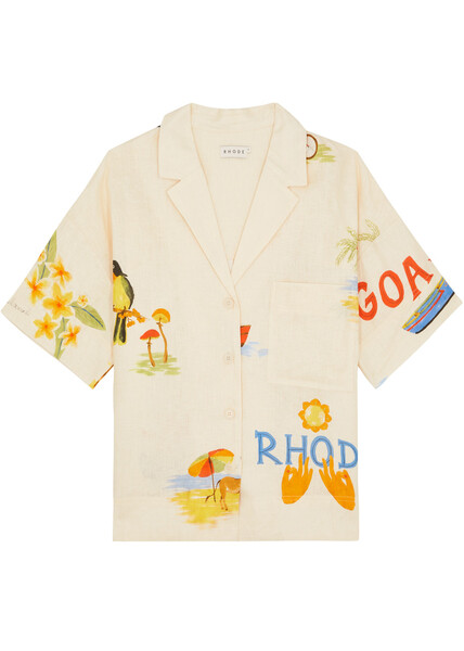 Rhode Kamala Printed Linen Shirt - Multicoloured - L 