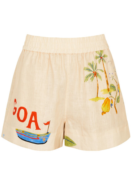  Rhode Kina Printed Linen Shorts - Multicoloured - S 