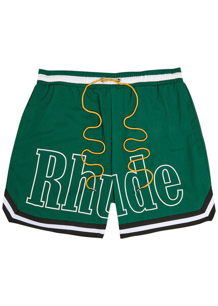 Rhude Basketball Logo-print Shell Swim Shorts - Green - S 
