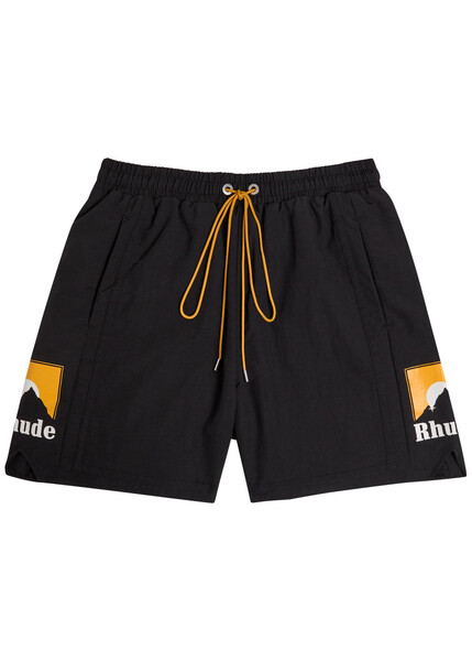  Rhude Moonlight Printed Shell Shorts - Black - L 