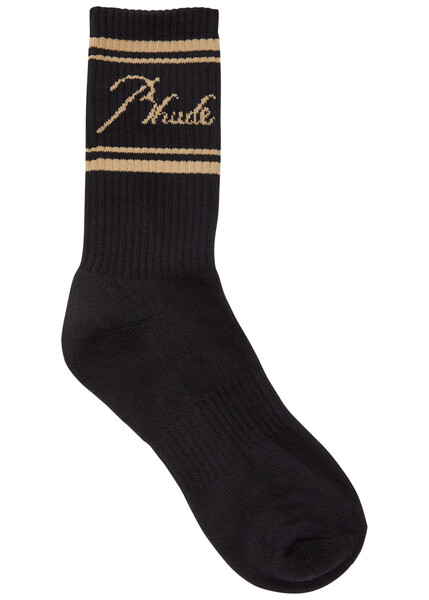  Rhude Script Logo Stretch-cotton Socks - Black - One Size 