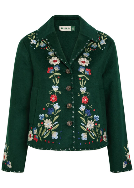  Rixo Jude Floral-embroidered Wool-blend Jacket - Multicoloured - 8 (uk8 / Xs) 