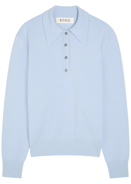  Rohe Compact Wool And Cashmere-blend Polo Top - Light Blue - 36 (uk8 / S) 