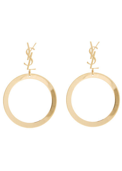  Saint Laurent Cassandre Logo Hoop Earrings - Gold - One Size 