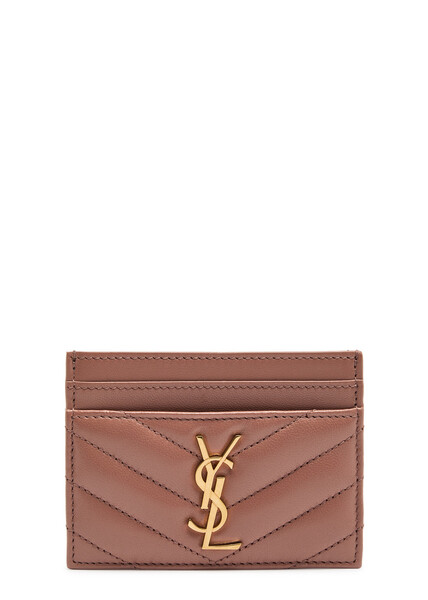  Saint Laurent Cassandre Quilted Leather Card Holder - Rose - One Size 