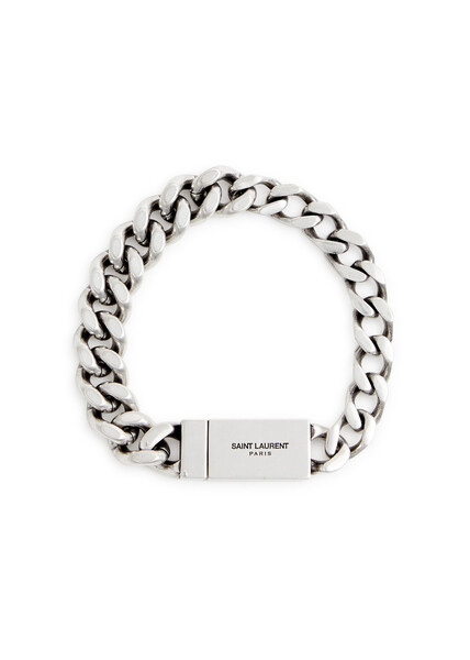  Saint Laurent Designer-engraved Chain Bracelet - Silver 