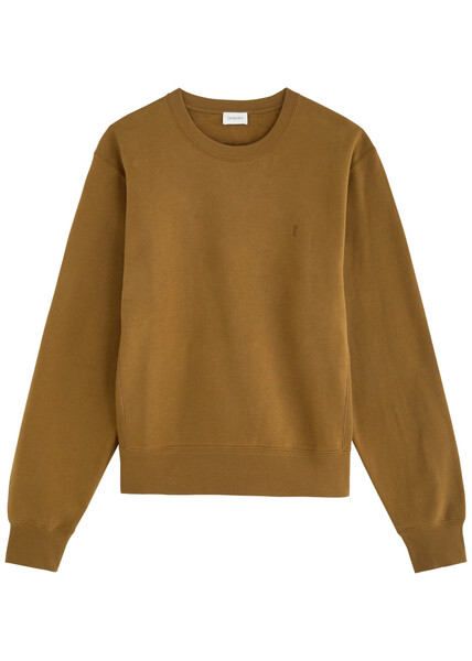  Saint Laurent Logo-embroidered Cotton Sweatshirt - Camel - M 