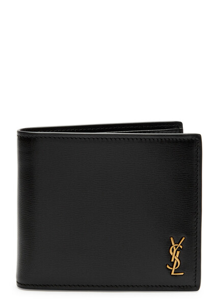  Saint Laurent Logo Leather Wallet - Black - One Size 