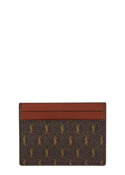 Saint Laurent Logo-monogrammed Leather Card Holder - Brown 