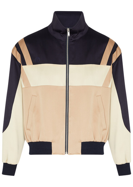  Saint Laurent Panelled Logo Satin Bomber Jacket - Multicoloured - 48 