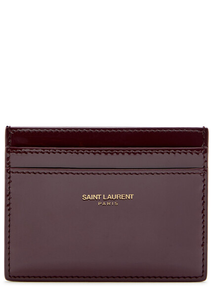  Saint Laurent Patent Leather Card Holder - Burgundy - One Size 