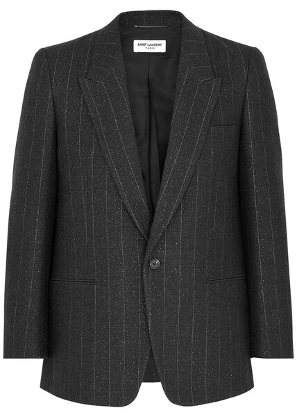  Saint Laurent Pinstriped Wool-blend Blazer - Silver - 50 