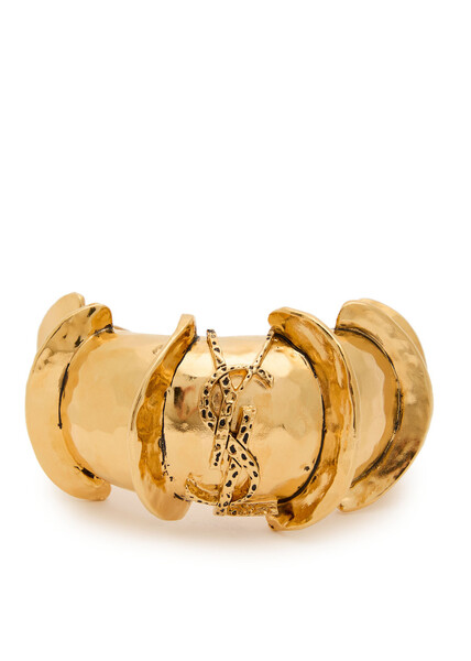  Saint Laurent Sculpted Logo Cuff - Gold - M 