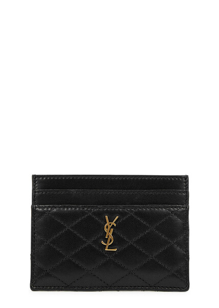  Saint Laurent Small Quilted Leather Card Holder - Black 