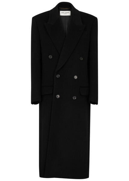  Saint Laurent - Women's Black Double-breasted Wool Coat - Size 40 (uk12/m), Boxy & Loose Fit - 40 (uk12 / M) 