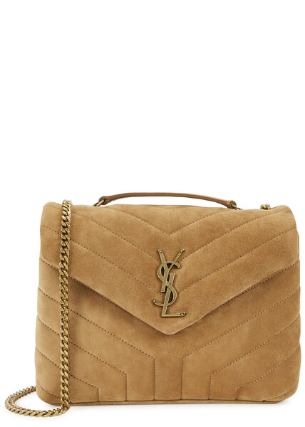 Saint Laurent - Women's Brown Loulou Small Suede Shoulder Bag - Adjustable Chain & Leather Shoulder Strap - One Size 