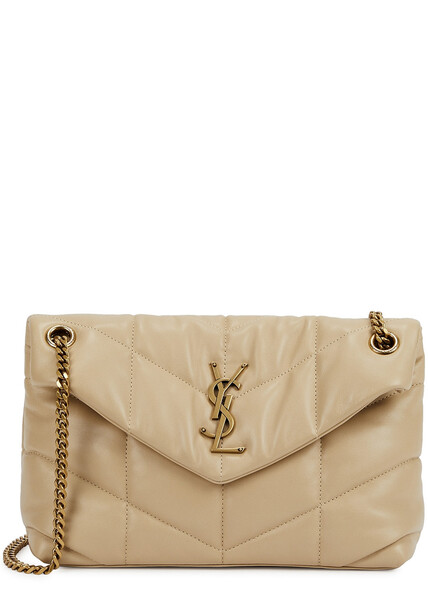  Saint Laurent - Women's Puffer Cream Small Leather Shoulder Bag - Adjustable Chain Shoulder Strap - One Size 