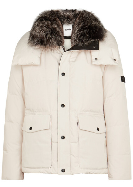  Yves Salomon Quilted Fur-trimmed Shell Jacket - Cream - 48 