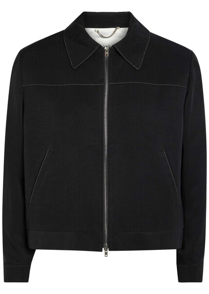  Second Layer Herman Contrast-stitch Twill Jacket - Black - 50 (it50 / L) 