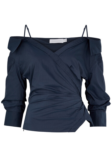  Simkhai Elizabeth Off-the-shoulder Cotton-blend Top - Navy - L 
