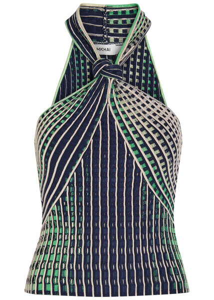  Simkhai Lyrix Textured Cut-out Knit Top - Navy - L (uk14 / L) 