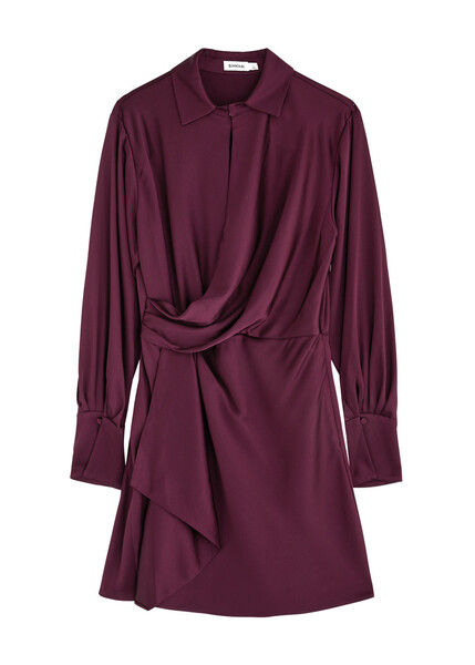 Simkhai Talit Draped Satin Mini Dress - Burgundy - 4 (uk8 / S) 