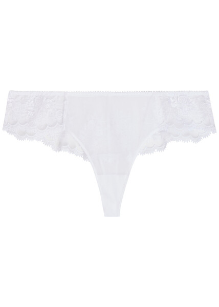  Simone Pérèle Intrigue Tanga Embroidered Tulle Briefs - White - 3 (uk 12 / M) 