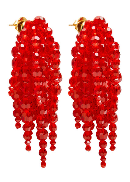  Simone Rocha Cascading Chandelier Beaded Drop Earrings - Red - One Size 