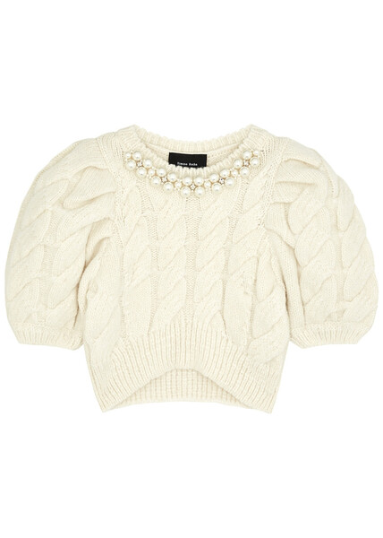  Simone Rocha Ivory Embellished Alpaca-blend Jumper - S 