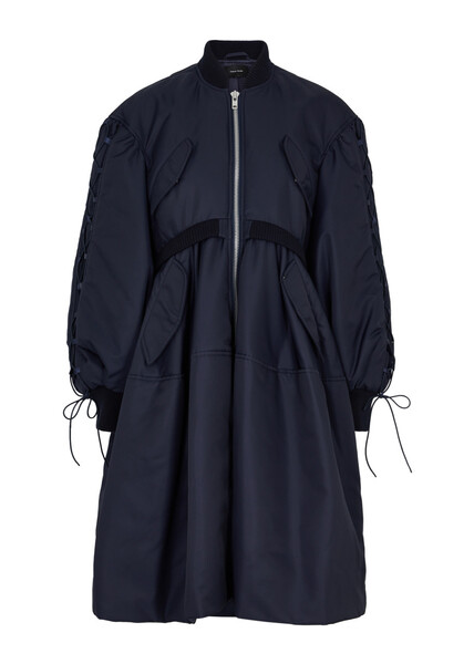  Simone Rocha Lace-up Shell Bomber Coat - Navy - 8 