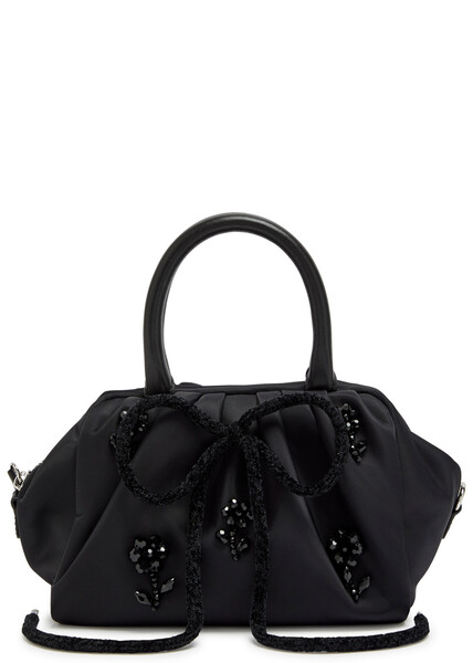  Simone Rocha Mini Embellished Gathered Top Handle Bag - Black - One Size 