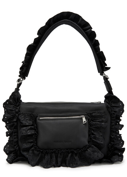  Simone Rocha Pillowcase Ruffled Nylon Shoulder Bag - Black - One Size 