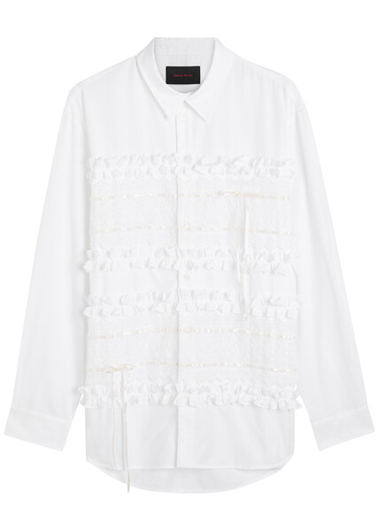  Simone Rocha Ruffled Panelled Cotton Shirt - White - Xl 