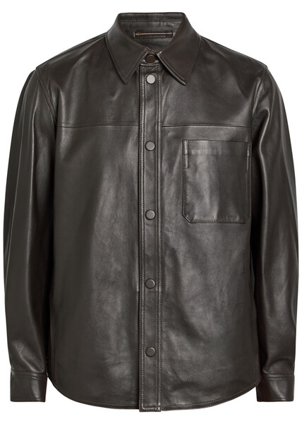  Slowear Leather Overshirt Jacket - Black - M 