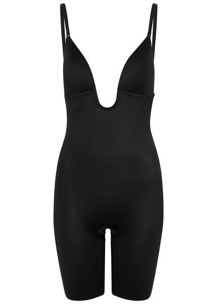  Spanx Suit Your Fancy Open-bust Mid-thigh Bodysuit - Black - M 