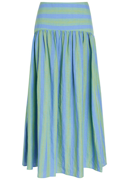  Staud Procida Striped Linen Maxi Skirt - Light Blue - 6 (uk10 / S) 