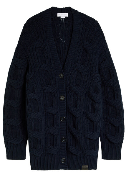  Stella Mccartney Cable-knit Wool Cardigan - Navy - M (uk12 / M) 