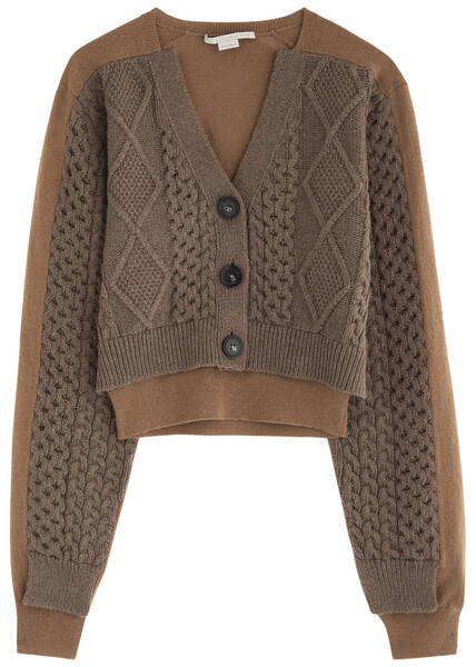  Stella Mccartney Layered Cable-knit Wool Cardigan - Multicoloured 1 - S (uk8-10 / S) 