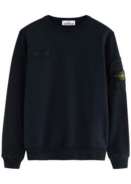  Stone Island Logo Cotton Sweatshirt - Navy - L 