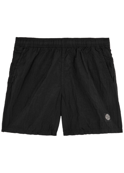  Stone Island Logo Shell Swim Shorts, Shorts, Black 