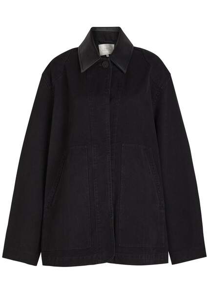  Studio Nicholson Leader Leather-collar Denim Jacket - Navy - 10 (uk10 / S) 